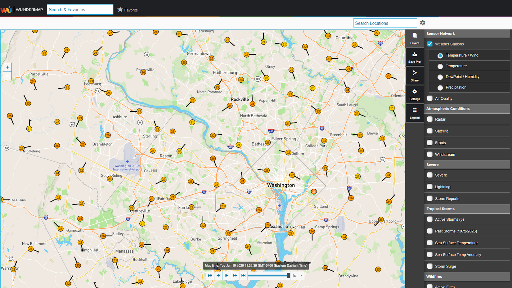 Vista Wundermap de Washington DC