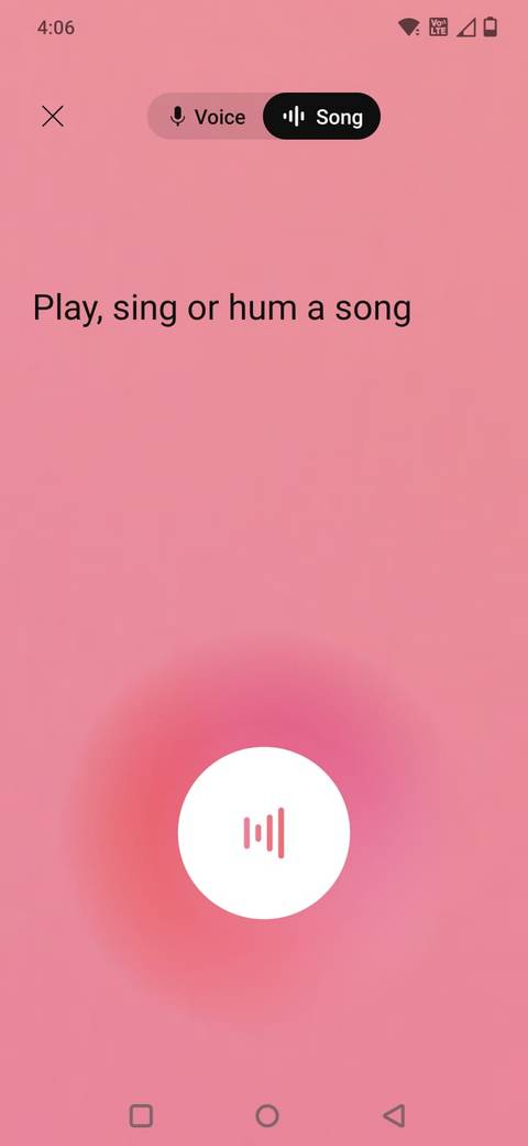 Screenshot showing the song search option in YouTube
