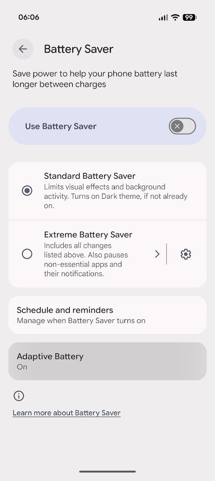 battery saver settings android