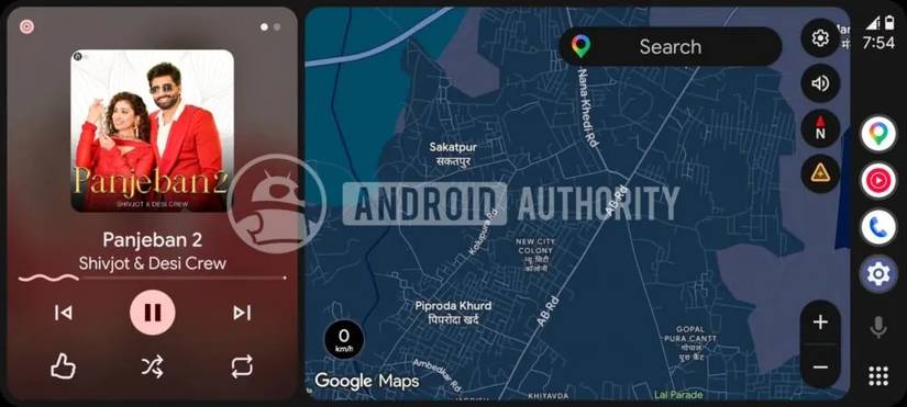 Screenshot showing a revamped dashboard media card for Android Auto