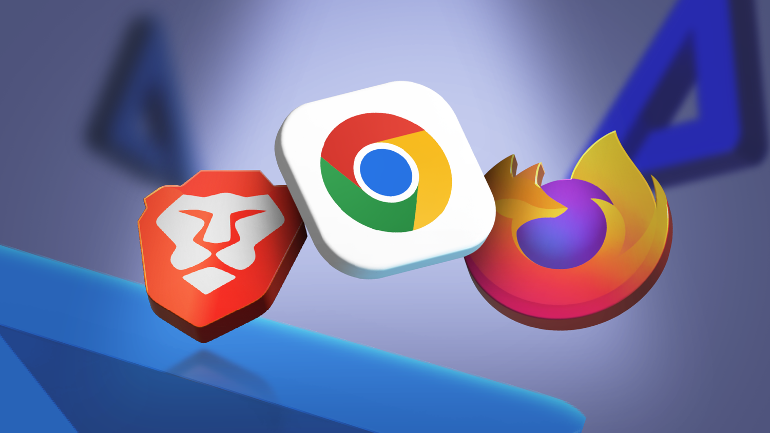 Chrome, Brave, and Firefox browser icons together on an abstract background
