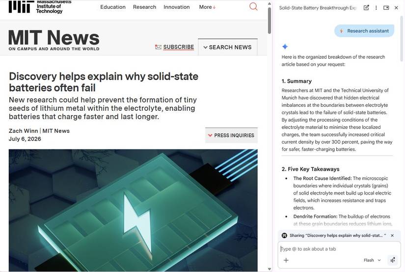 Captura de tela mostrando uma habilidade de assistente de pesquisa no Chrome