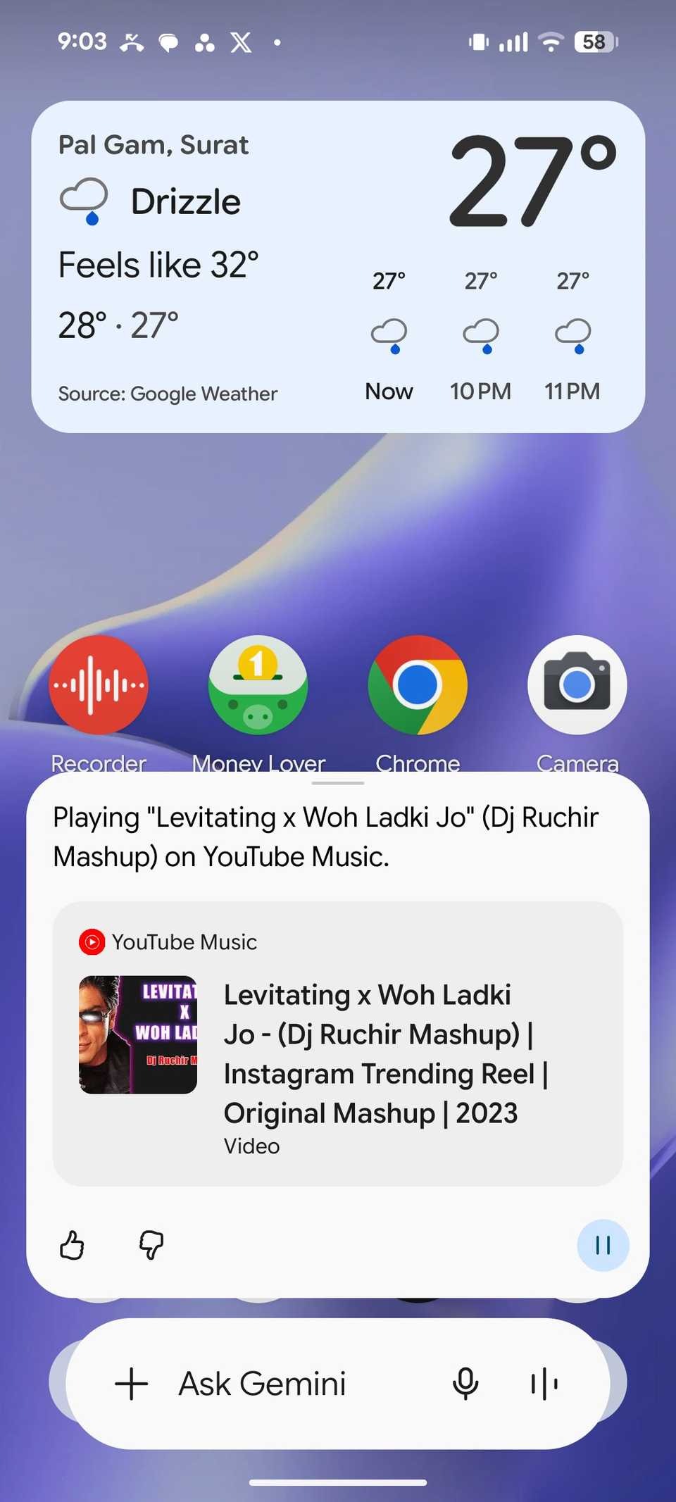 A screenshot showing Gemini integration in YouTube Music