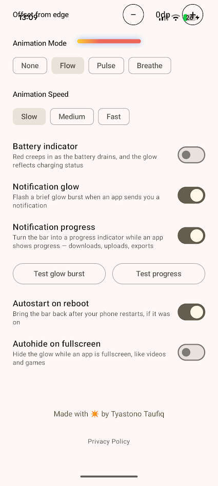 glowbar app settings