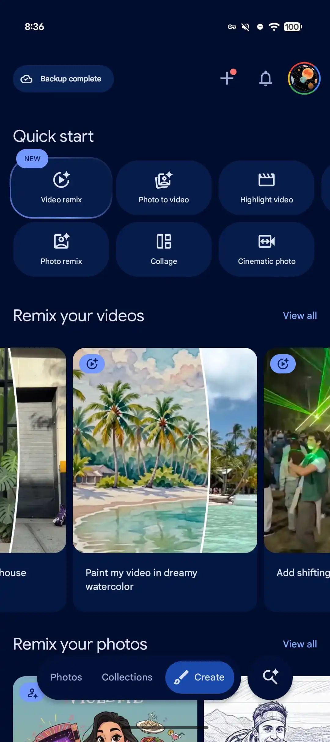 Google Photos Floating Bar update screenshot