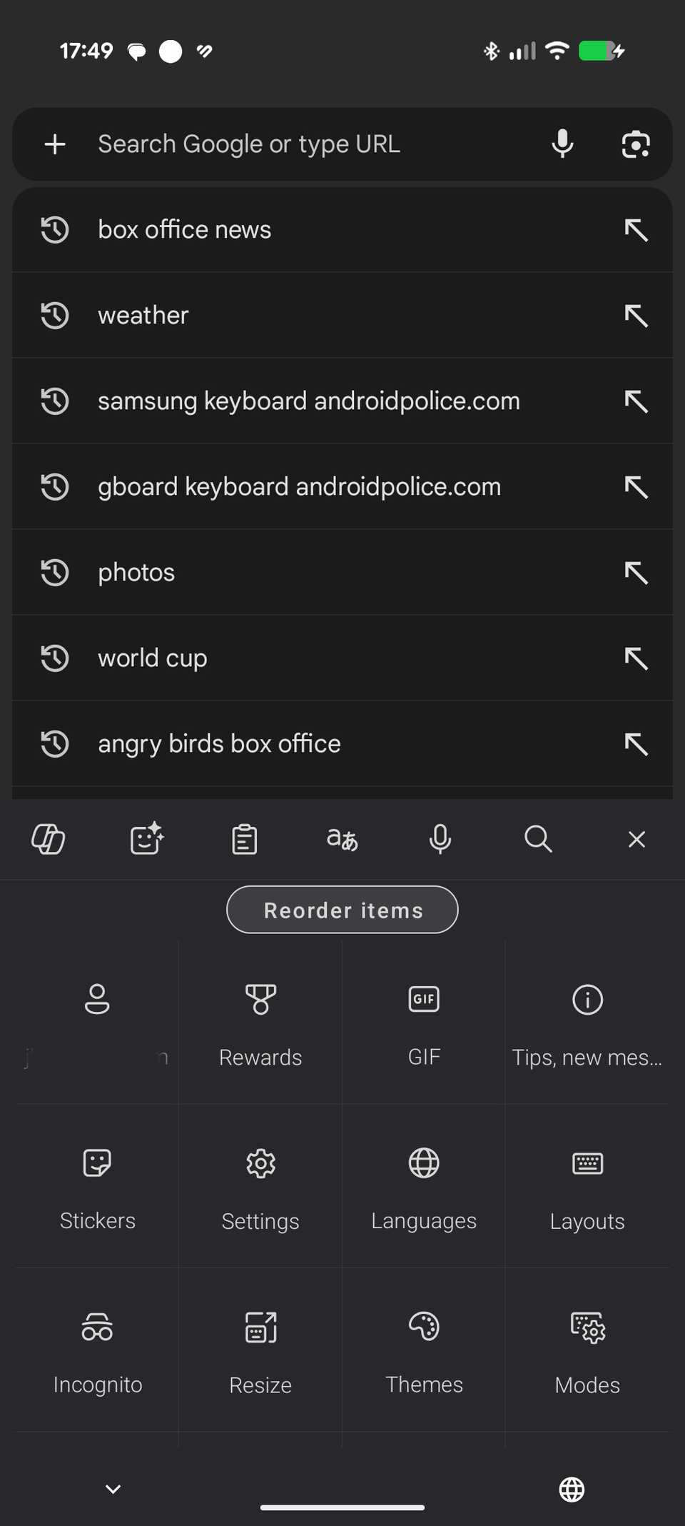 Microsoft SwiftKey keyboard menu tools