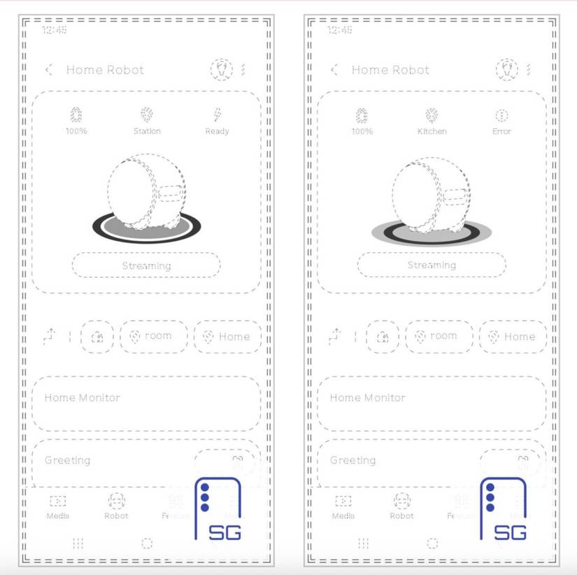 two screens of Ballie app UI