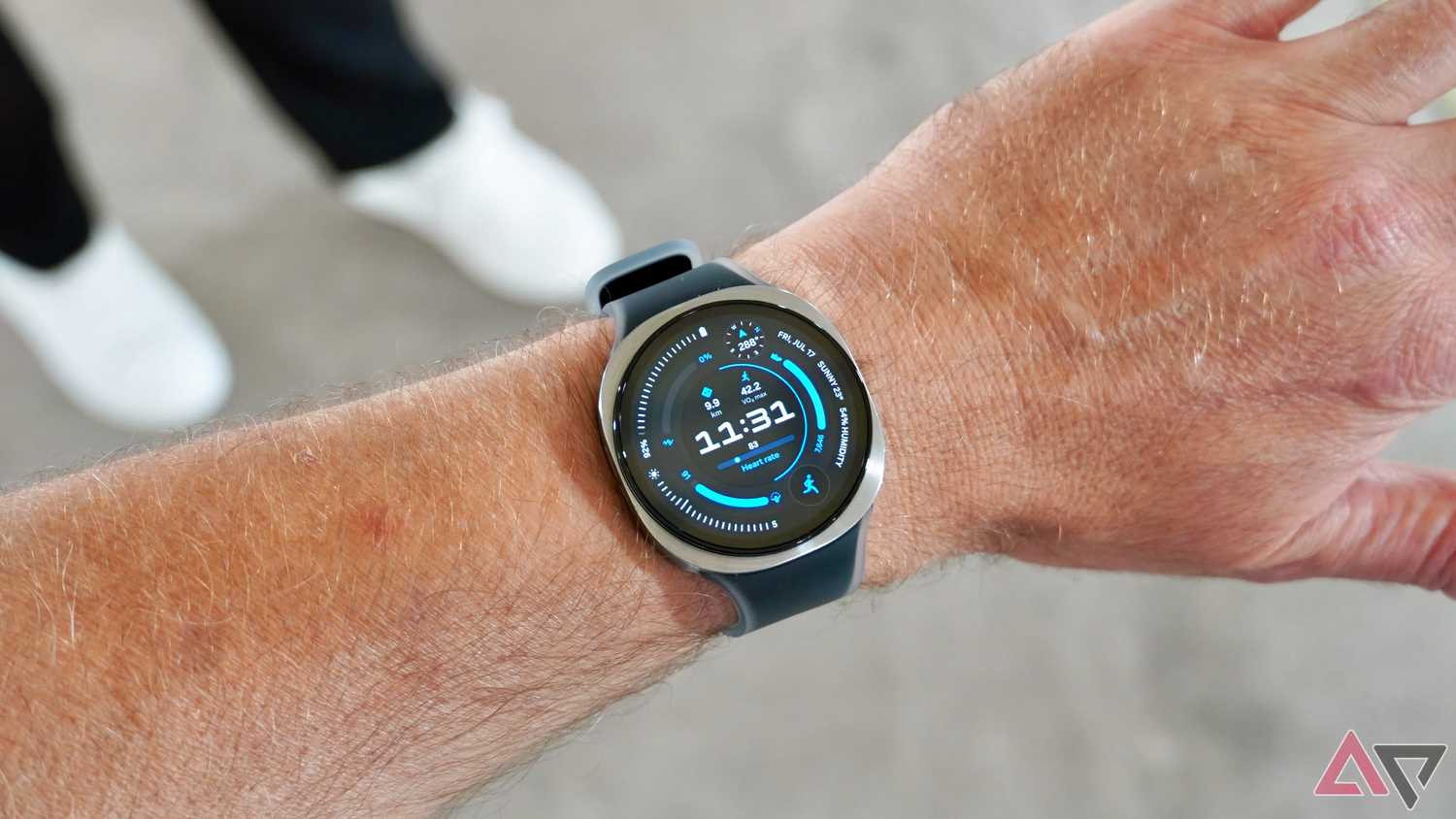The Samsung Galaxy Watch 9 worn on someone's wrist