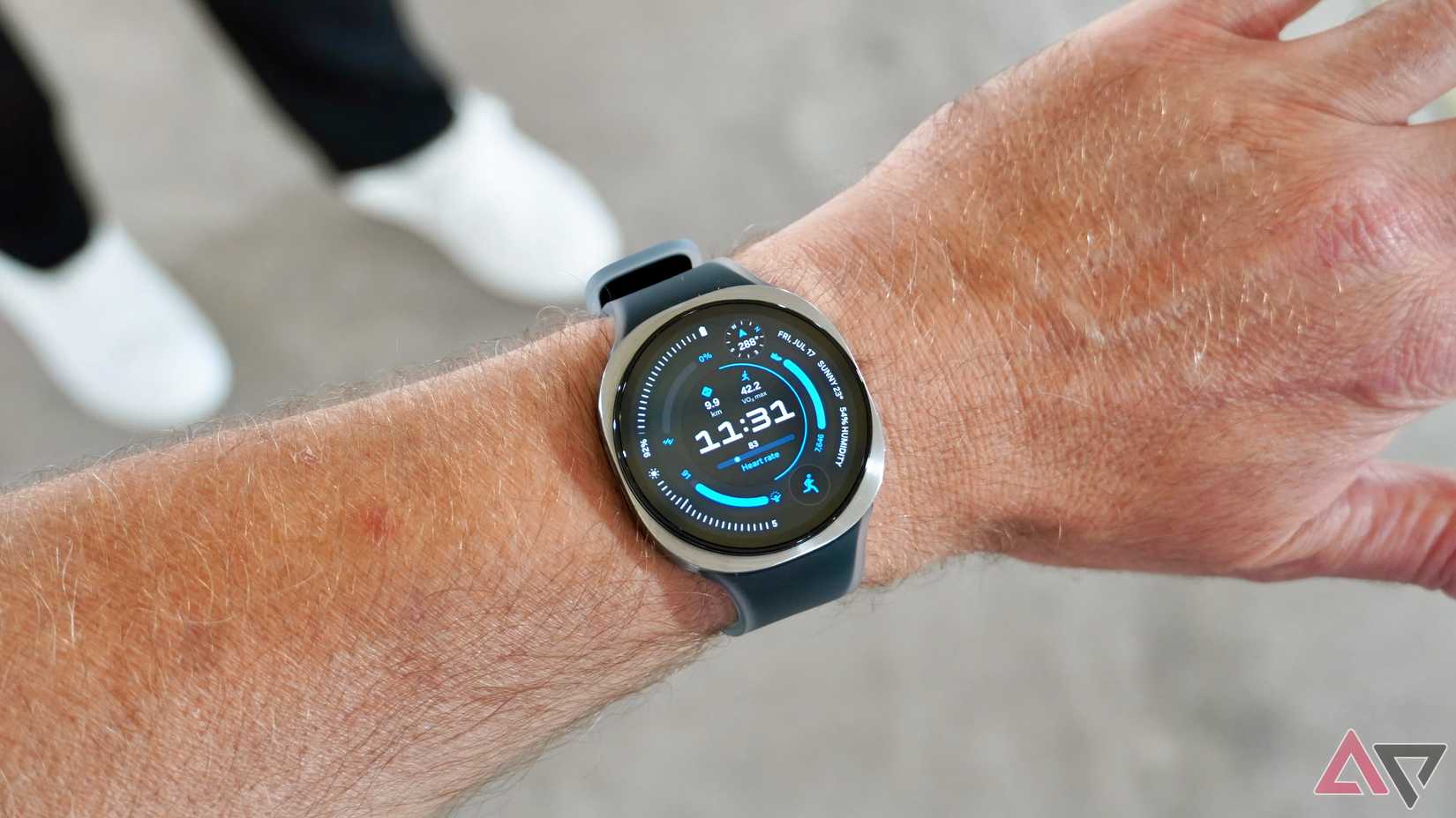 The Samsung Galaxy Watch 9 worn on someone's wrist