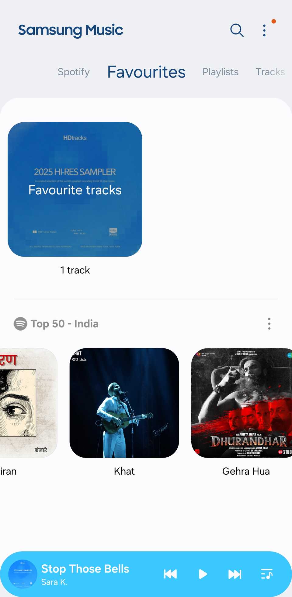 A screeshot showing Samsung Music home