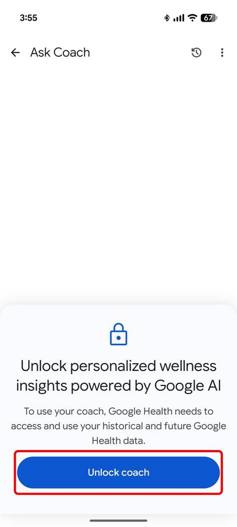 Screenshot showing how to turn back on the Google Health Coach, step 2