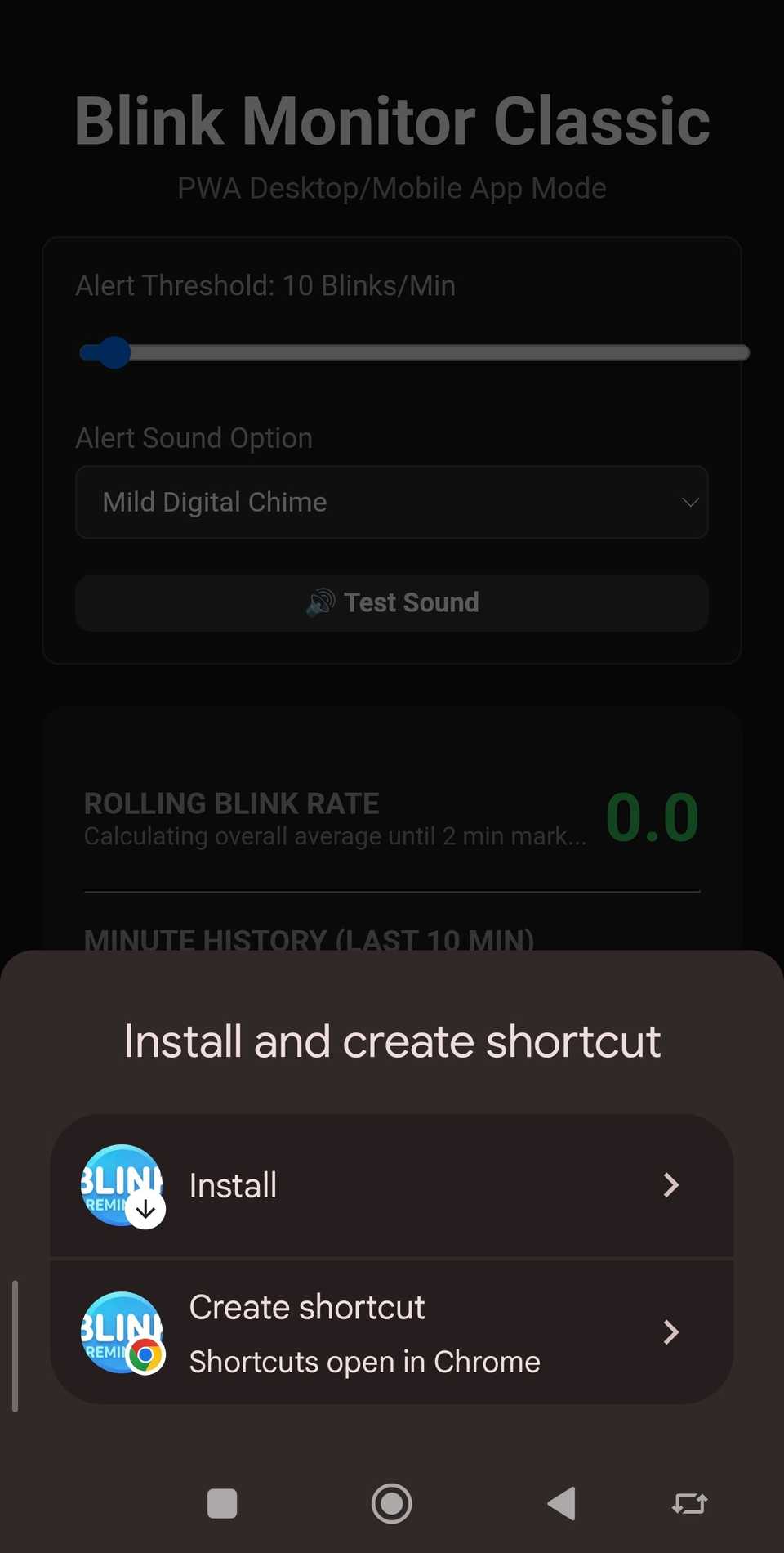 Blink Monitor being installed through Google Chrome.