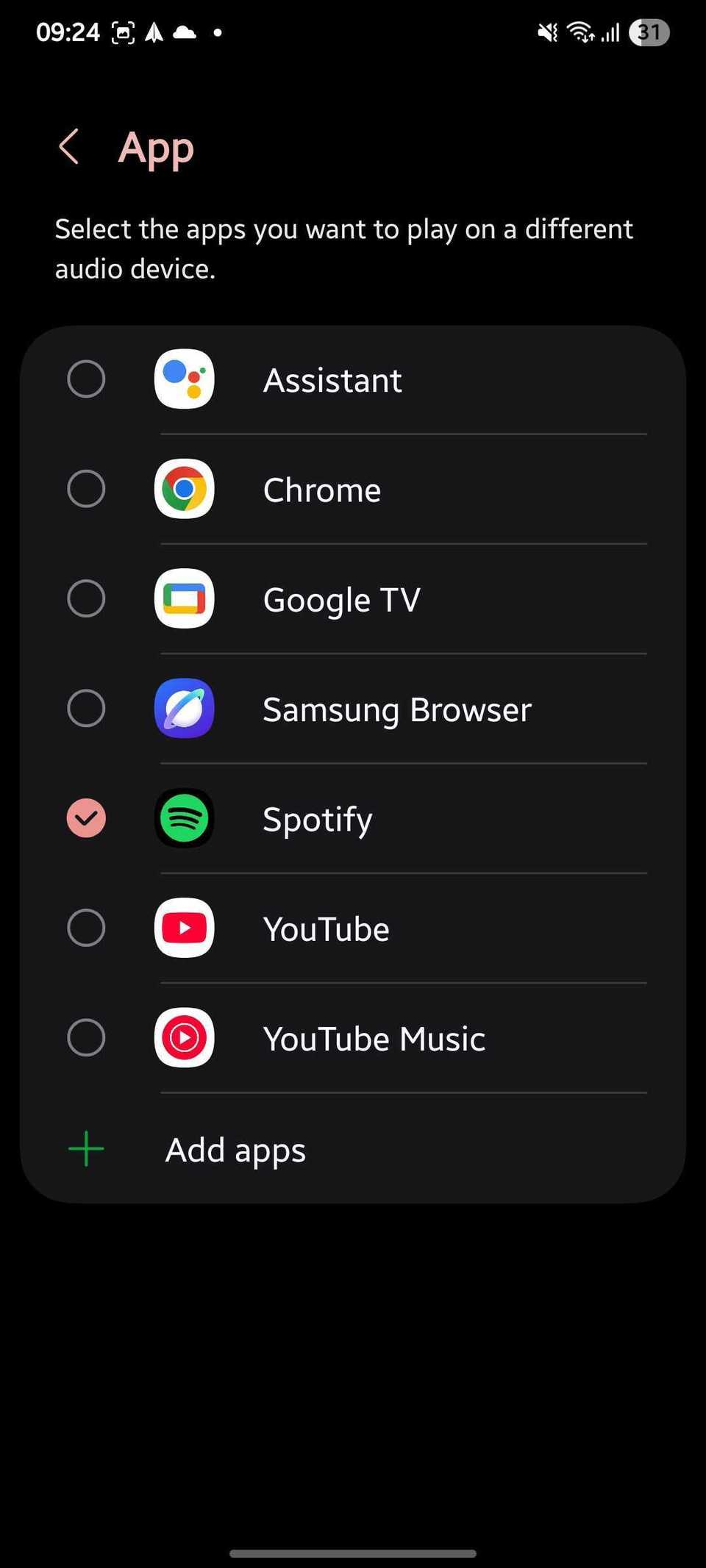 Screenshot showing how to set up separate app sound