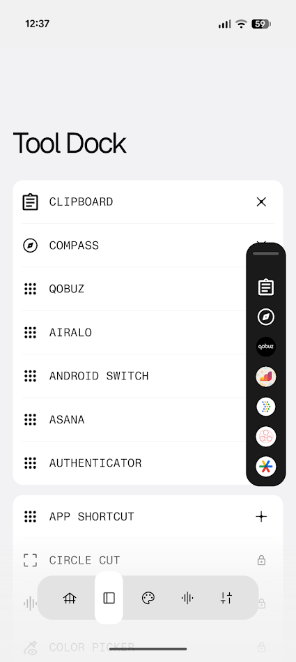 floating black shortcut window