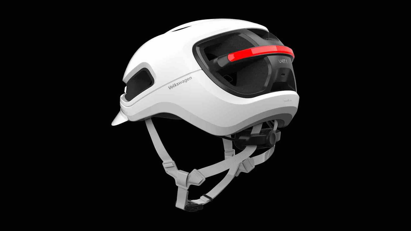A promotional image of the N+ Volkswagen eBike's helmet