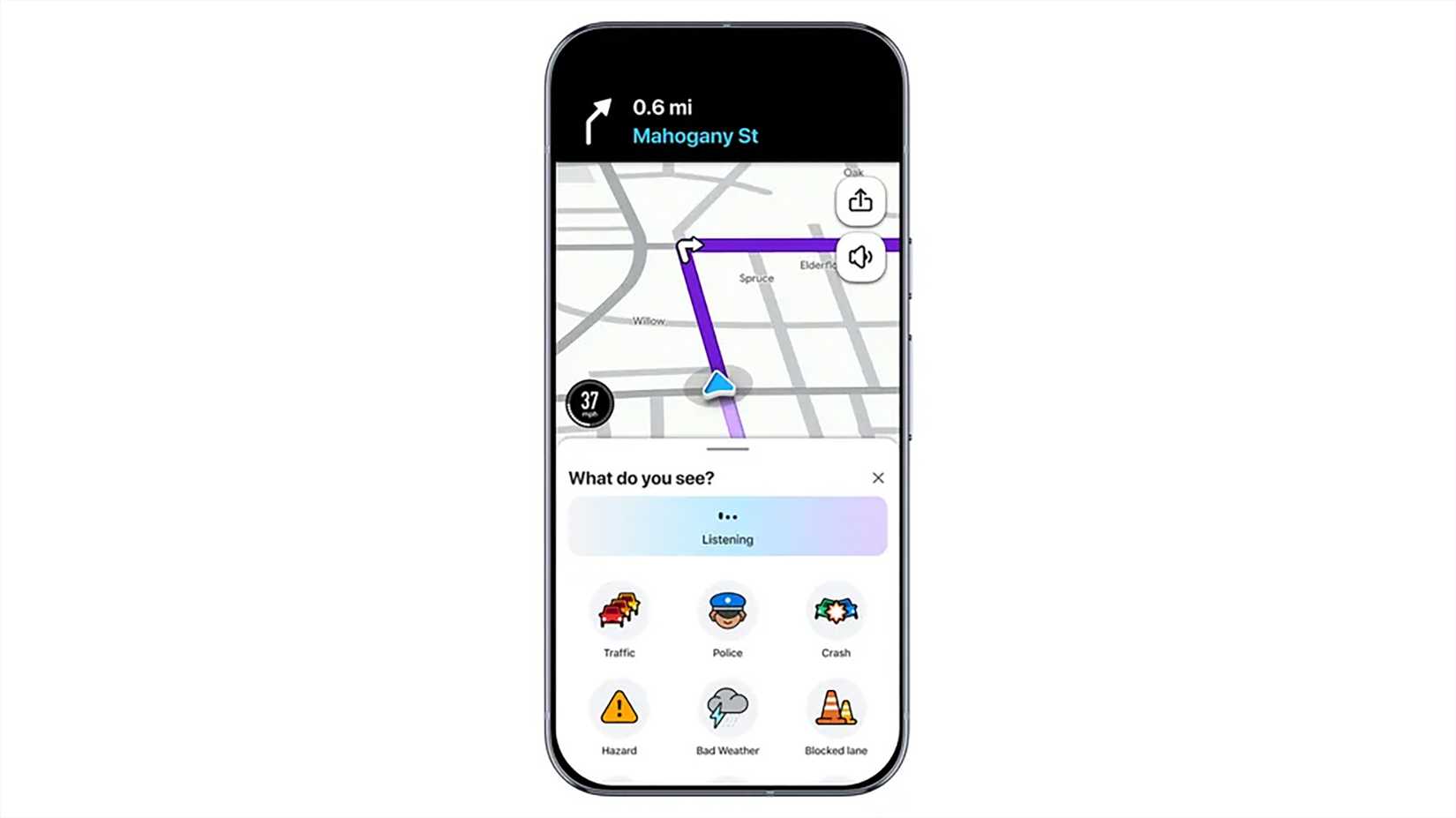 Tela de relatórios de conversa no Waze