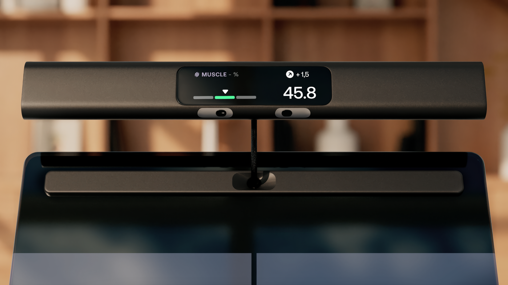A promotional image of the Withings BodyScan 2 smart scale's handle and screen