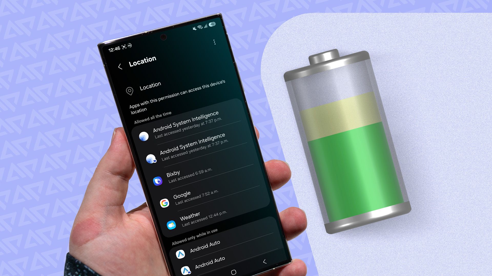 I disabled Android background location access for non-essential apps, adding two full hours of daily charge