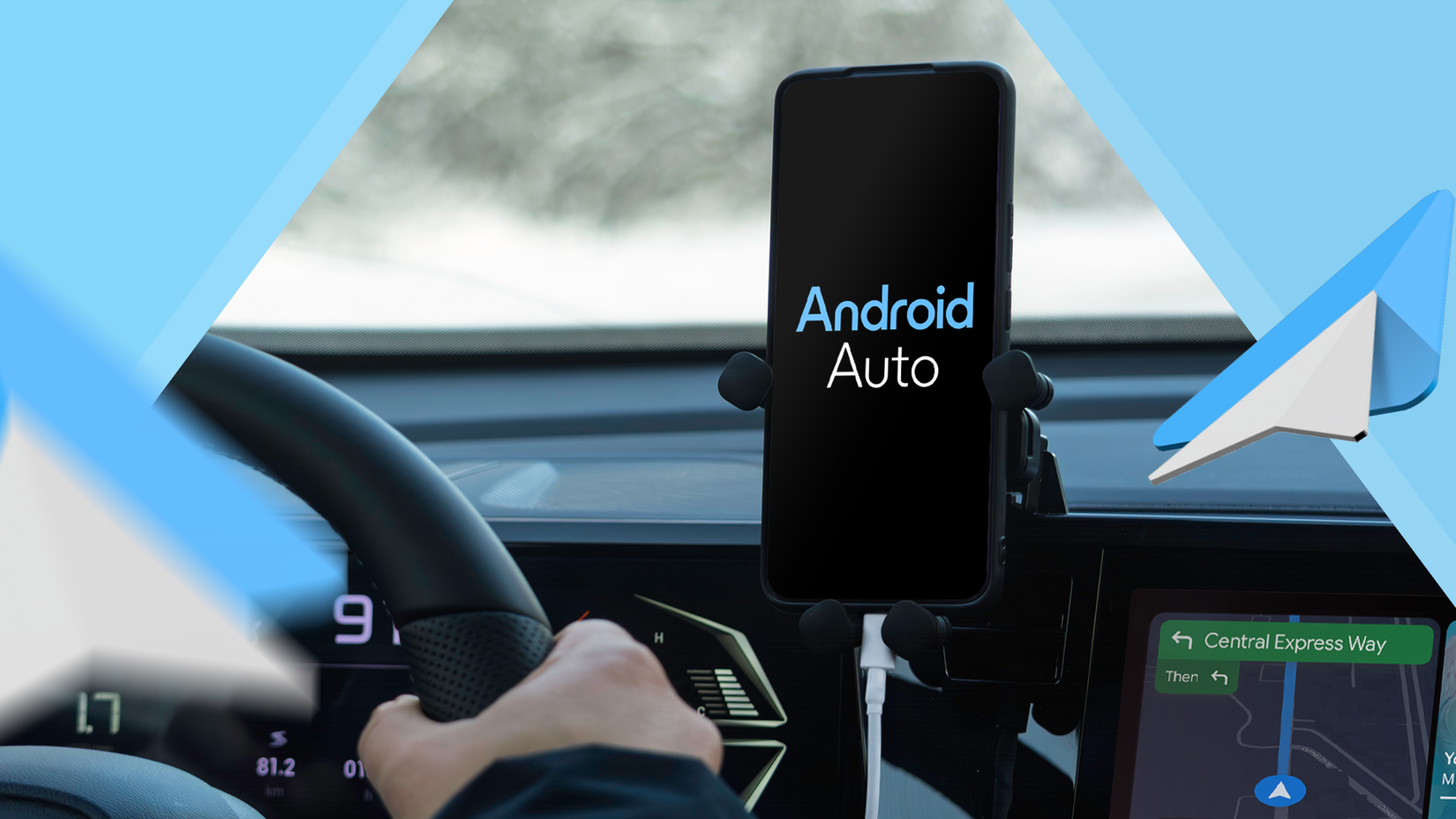 Android phone connected by USB for Android Auto while driving