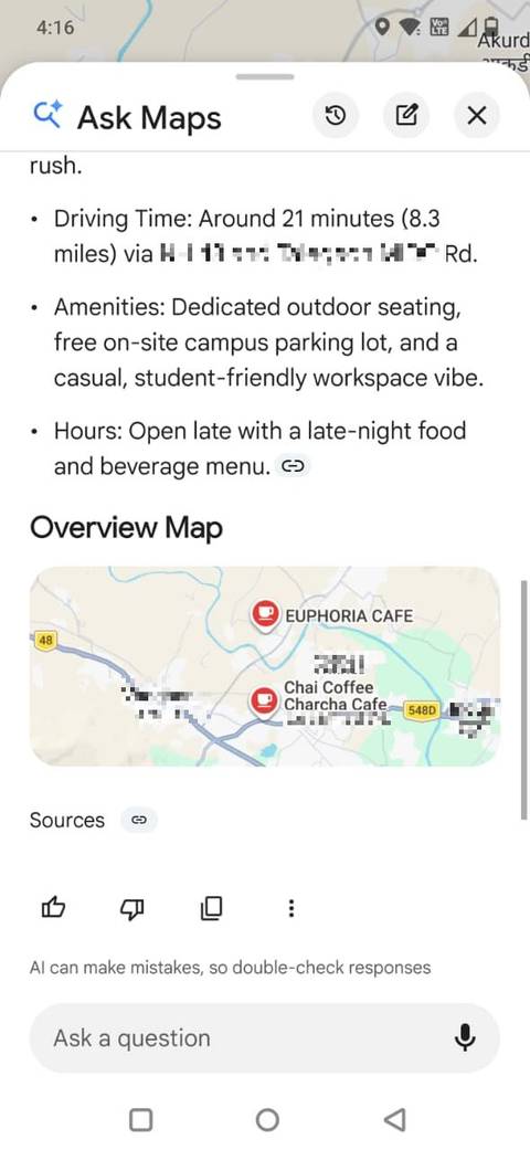 Screenshot showing an overview map in Google Maps