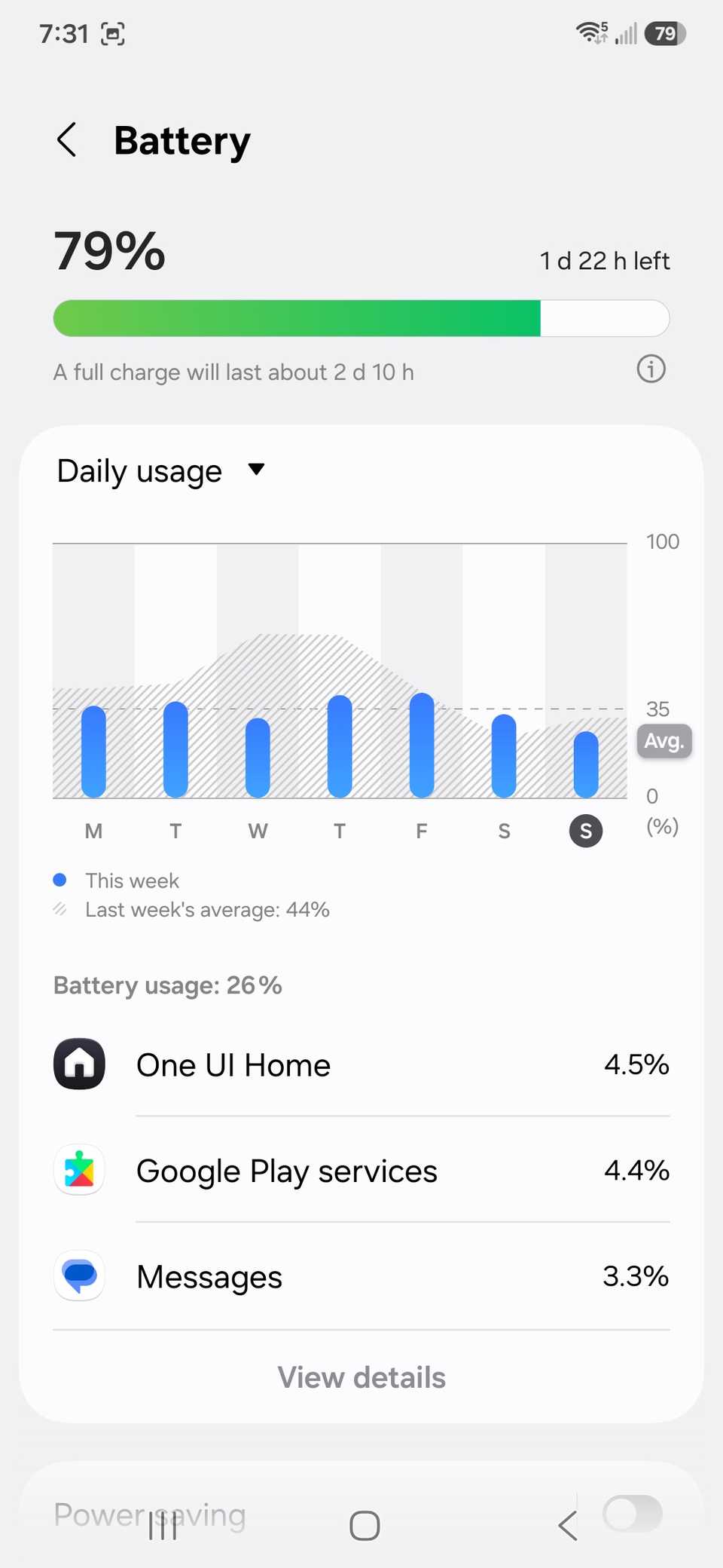 samsung settings for battery usage on a galaxy s25+