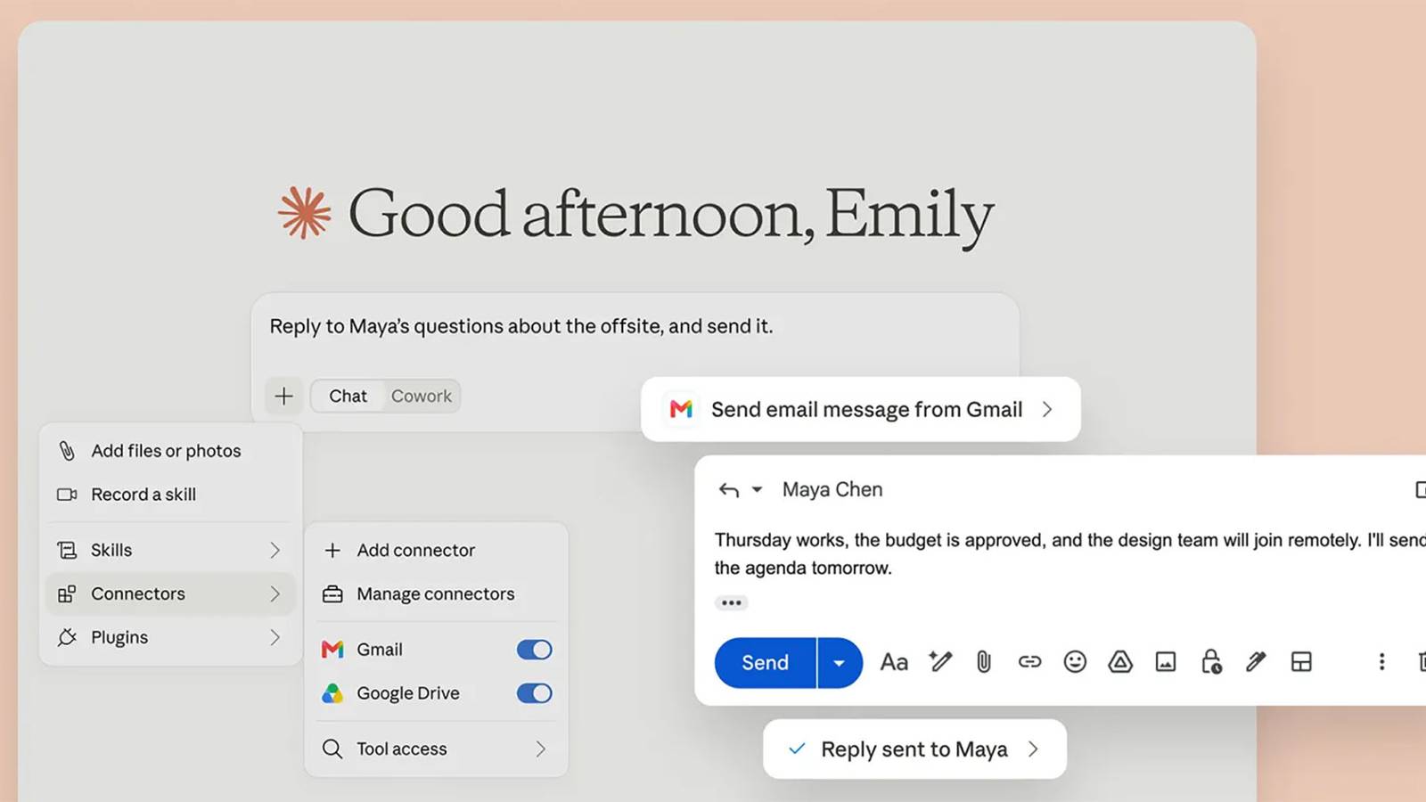 Claude adds optional no-approval Gmail sending for paid users
