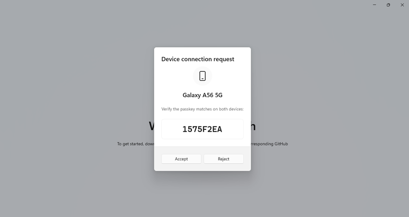 Connecting Sefirah between the phone and PC.