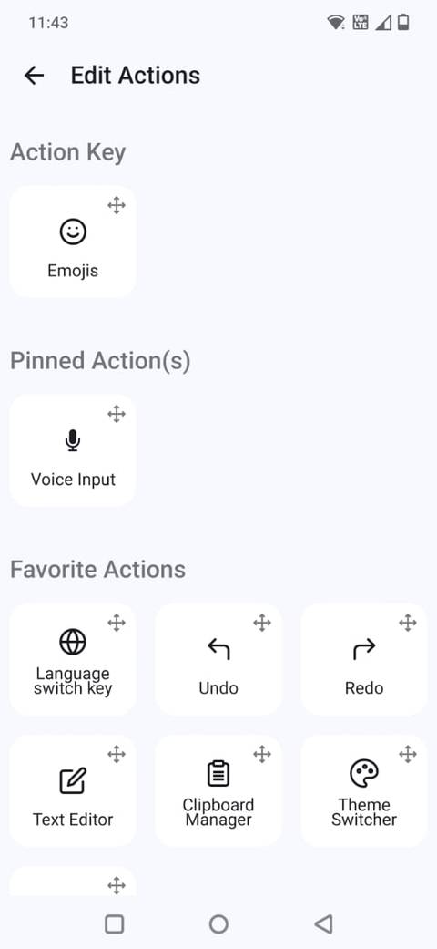 Screenshot showing Actions in FUTO keyboard