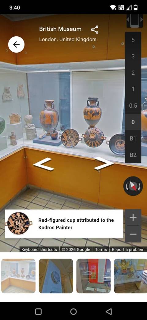 Screenshot showing the British Museum street view in the Google Arts and Culture app