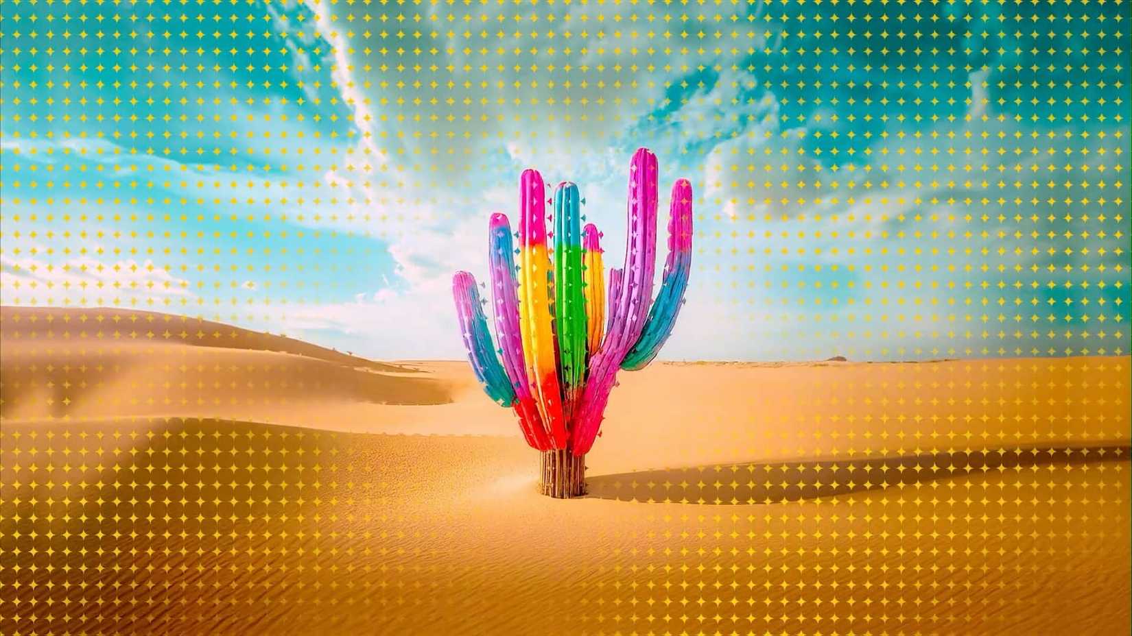 Google SynthID demo of a cactus showing watermark pixels.