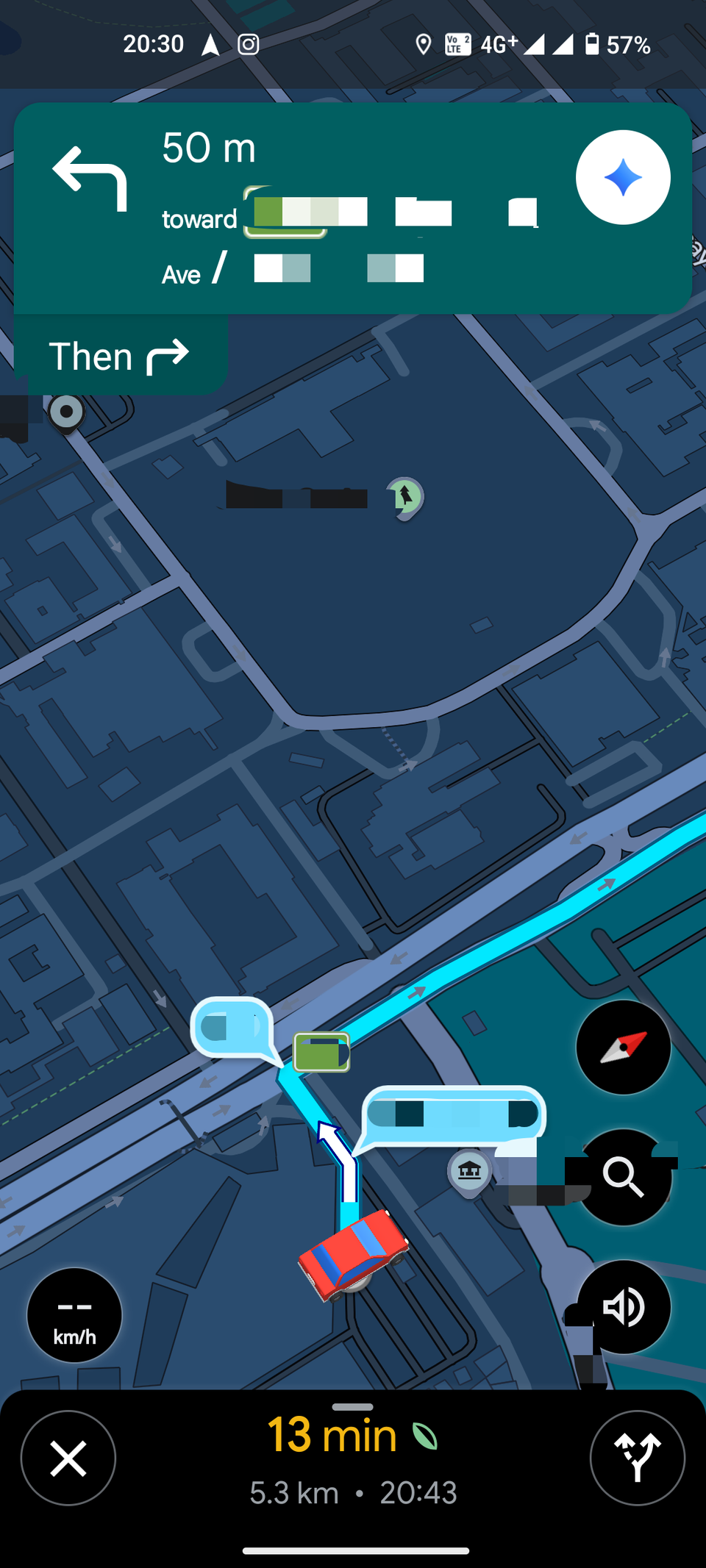 Google Maps online navigation in dark mode