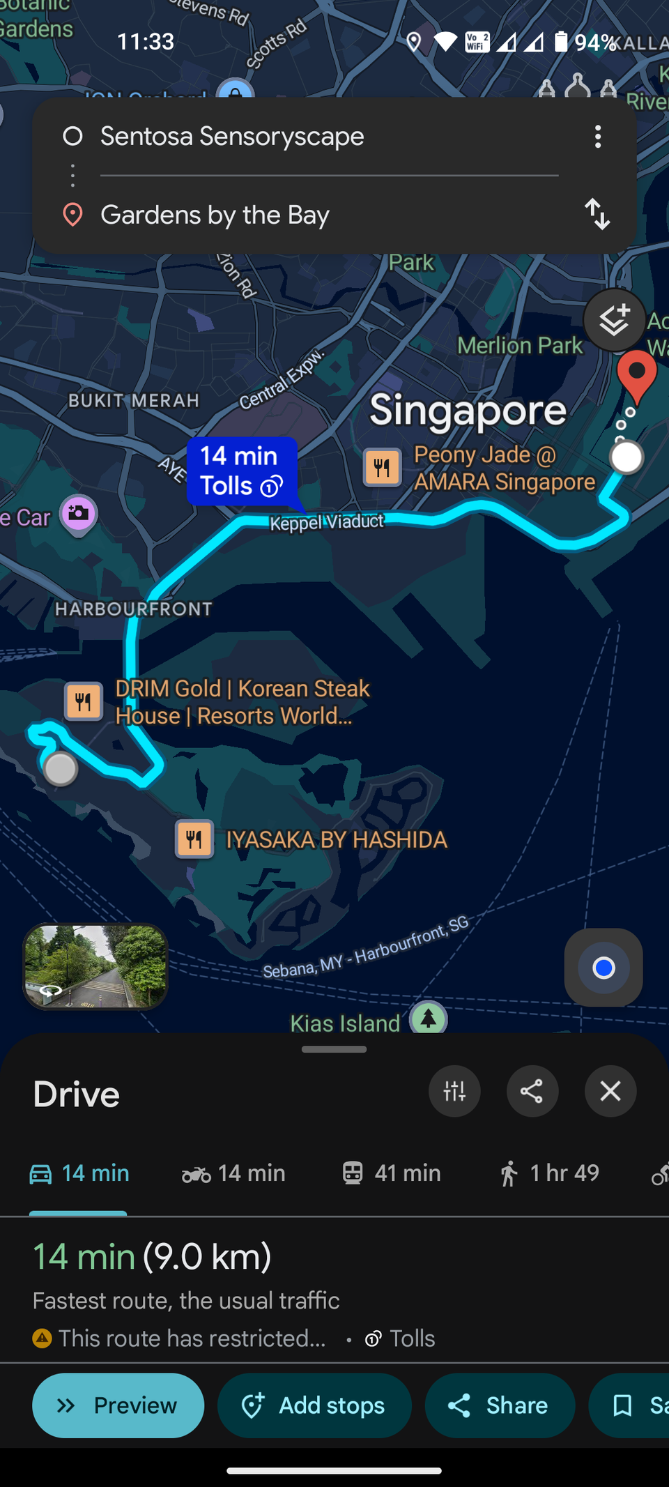 Google Maps online driving route