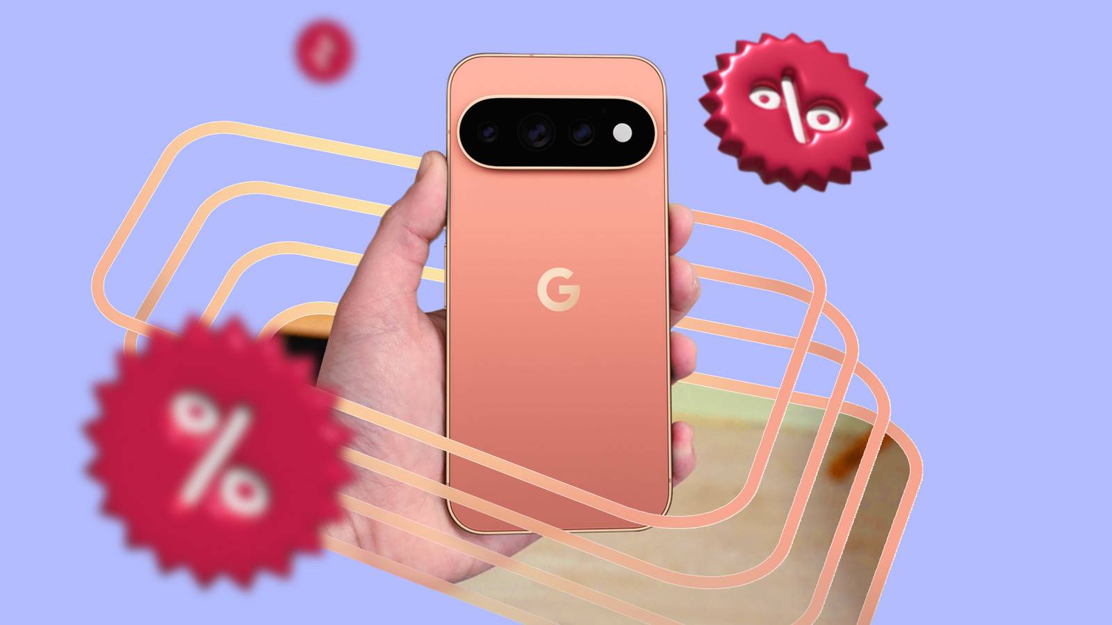 Google Pixel 11 surrounded by discount symbols.