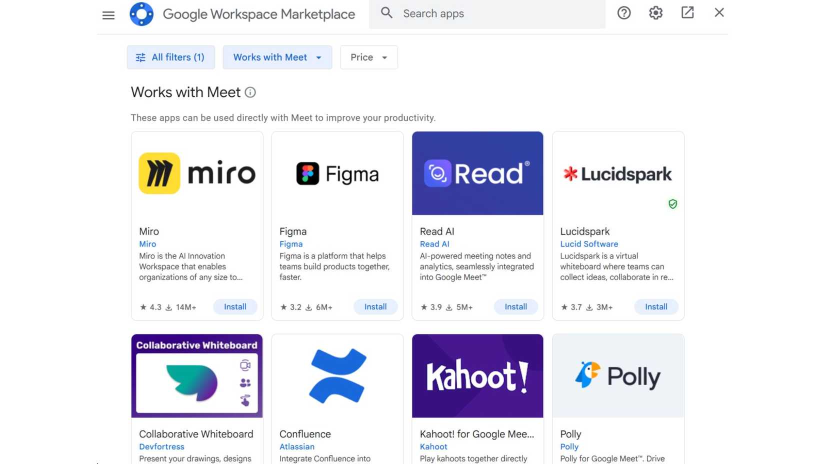 Google Meet add-ons in Workspace Marketplace