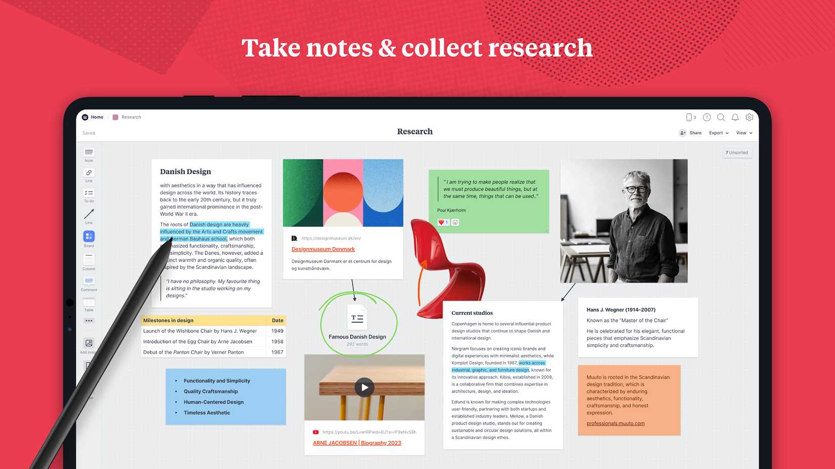 An image of Mila note being used for note taking and research