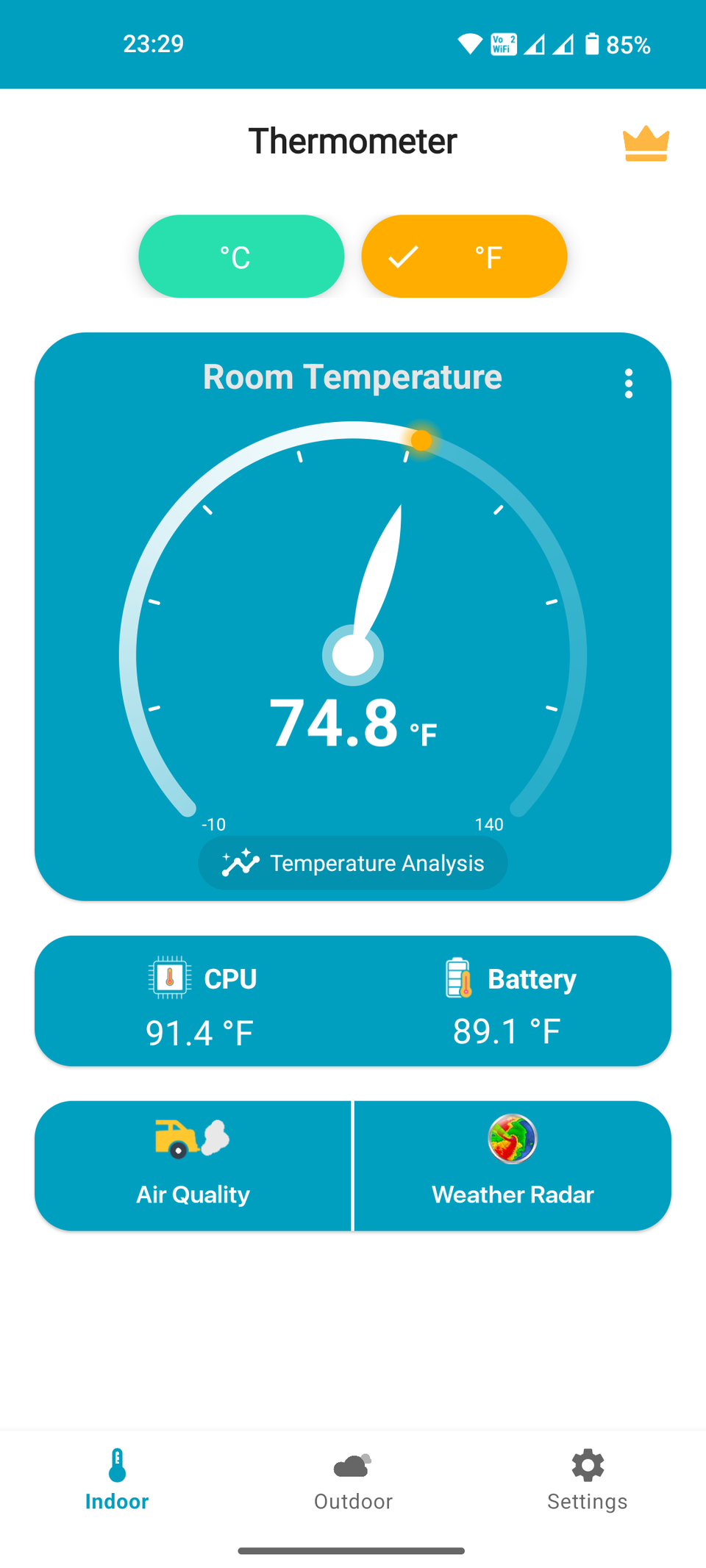 Room thermometer Android app