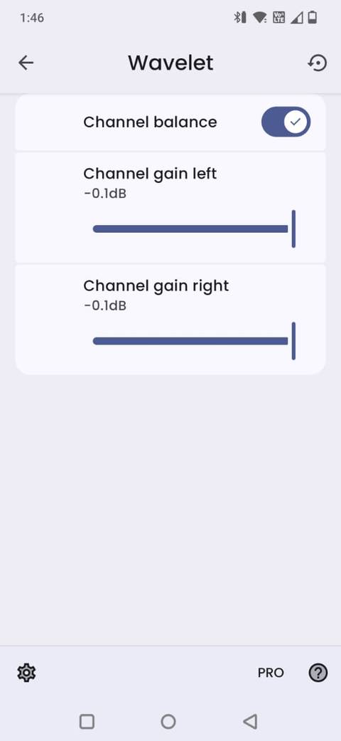 Screenshot showing the Channel balance option in the Wavelet app