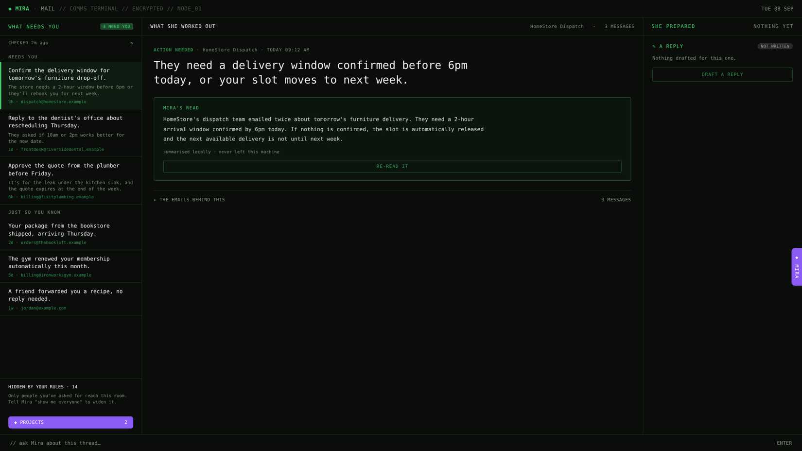 My AI email app in work