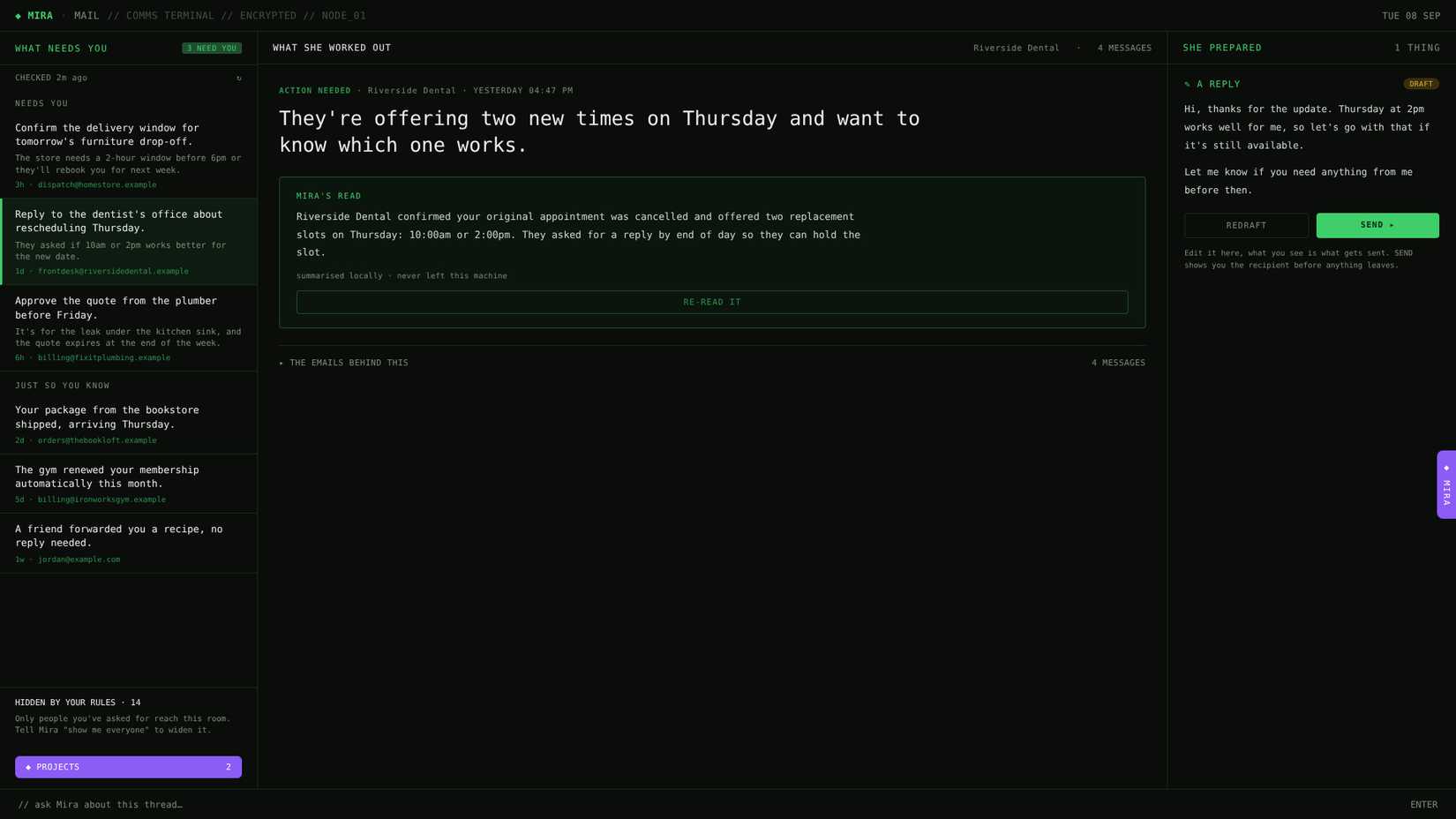 My AI email app in work