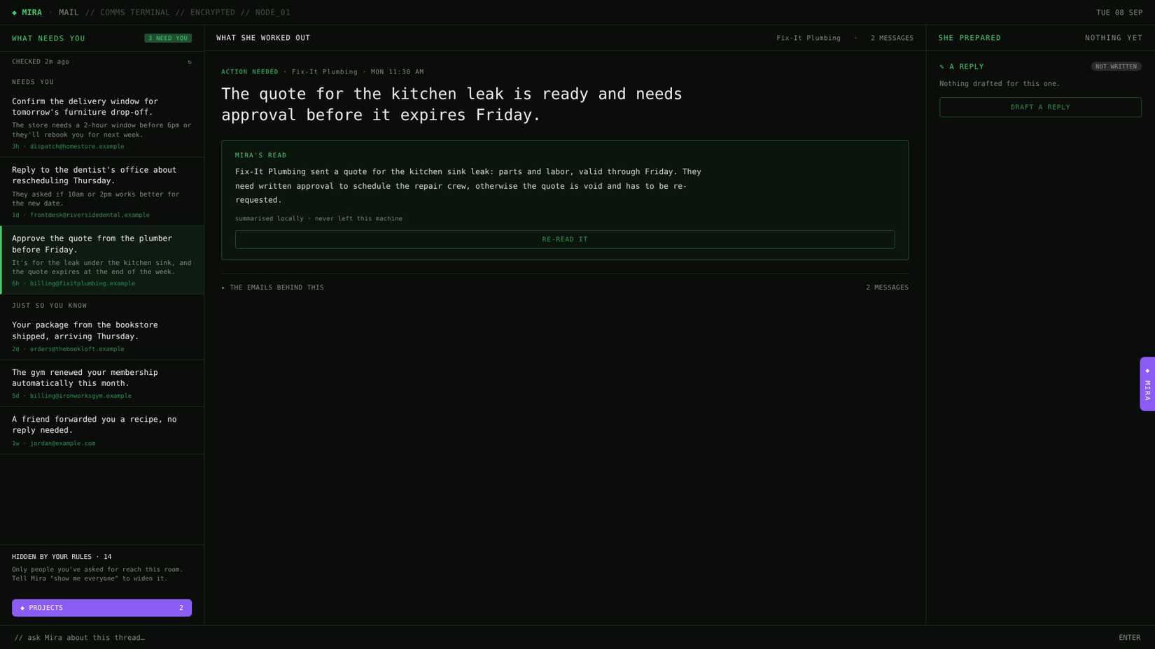 My AI email app in work