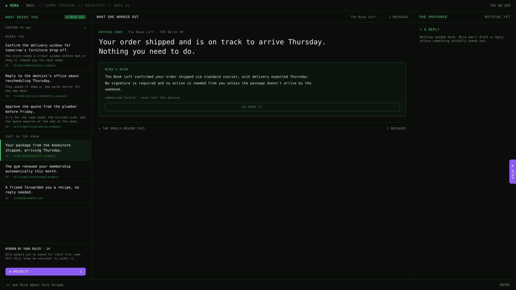 My AI email app in work
