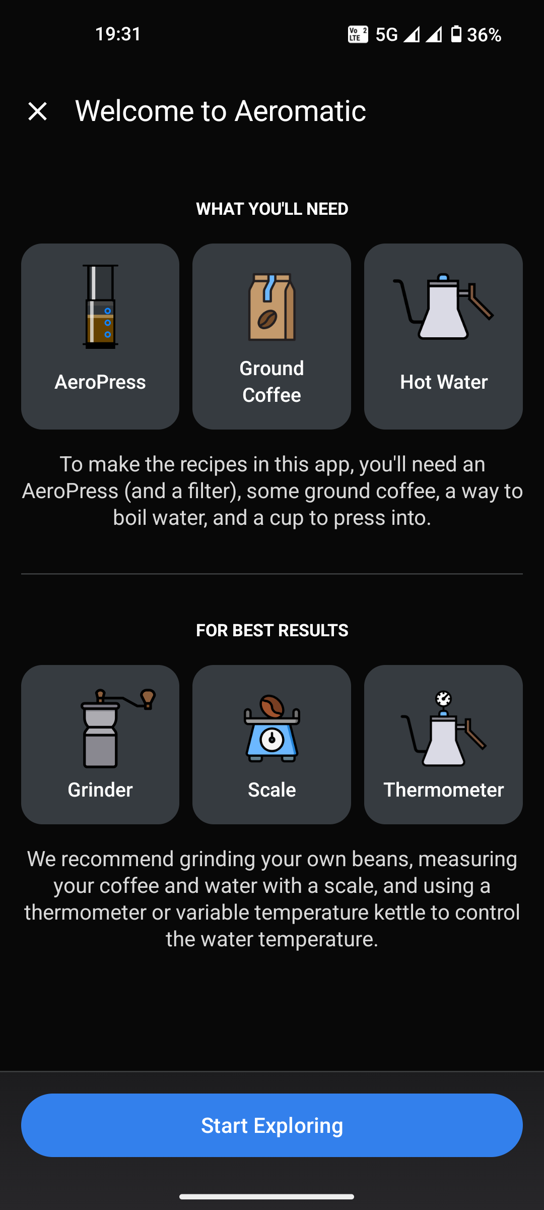 Aeromatic Android app interface (1)