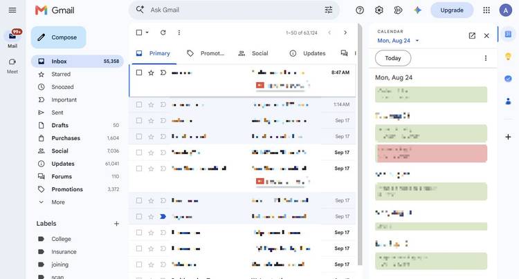 Screenshot showing the Calendar sidebar in Gmail