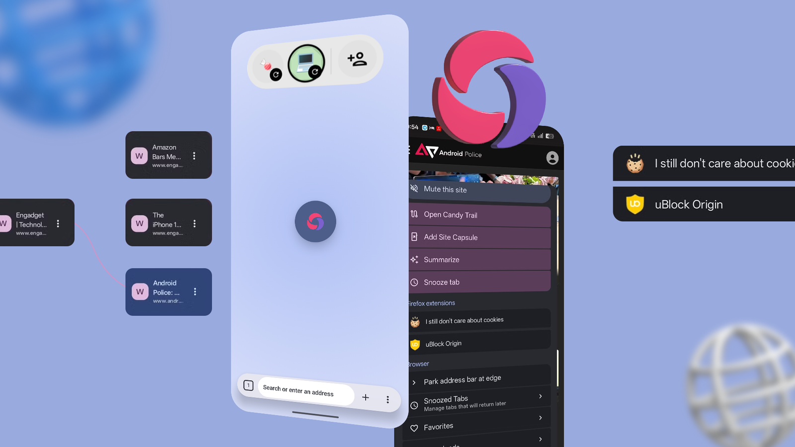 Candy Browser объединяет возможности Firefox, Chrome и Safari на Android Панель управления вкладками и расширения Firefox в Candy Browser