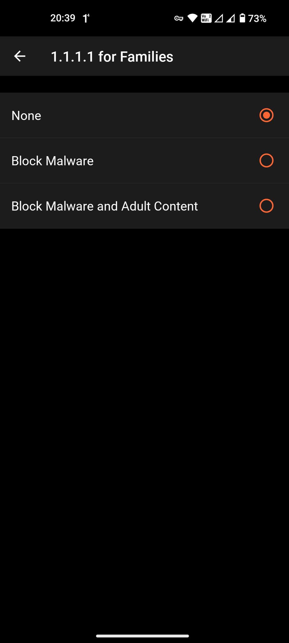 Cloudflare WARP families options menu