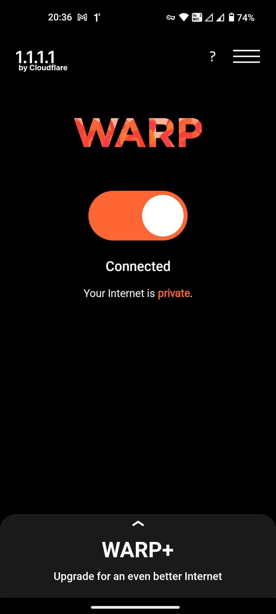 Cloudflare WARP on home page