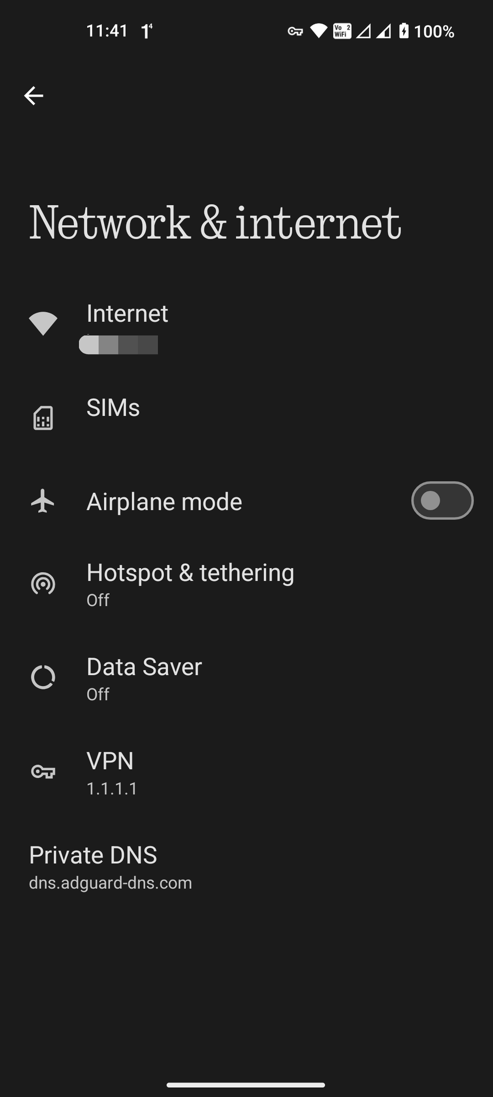 Cloudflare WARP VPN and DNS settings on Android