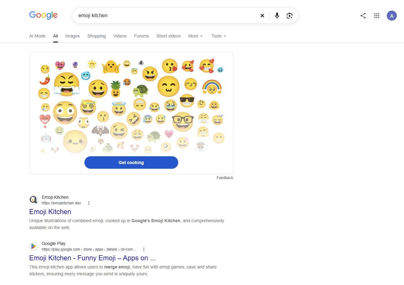 Screenshot showing Emoji kitchen on web