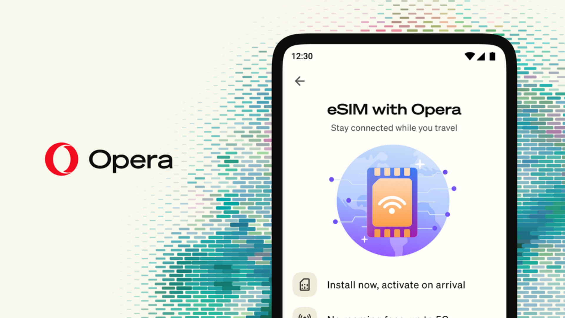 Image showing eSIM wih Opera screen on an Android phone