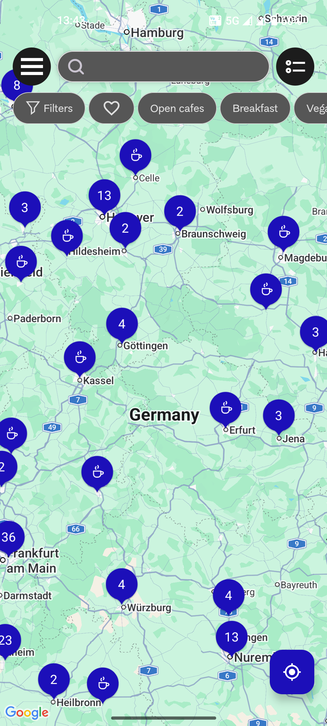 European Coffee Trip Android app interface (3)